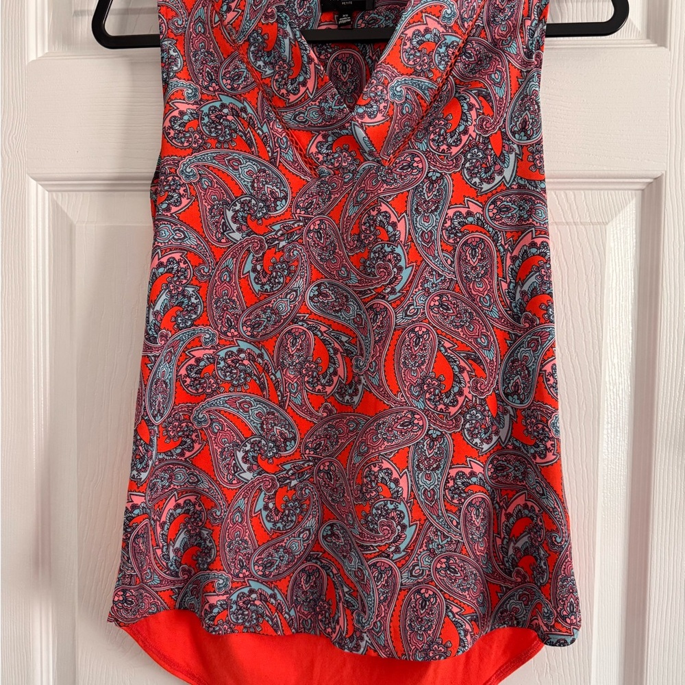 The Limited Red and Pink Paisley V-Neck Sleeveless Camisole